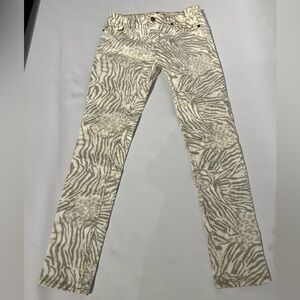 Forever 21 Cream and Tan Zebra Print Skinny Jeans